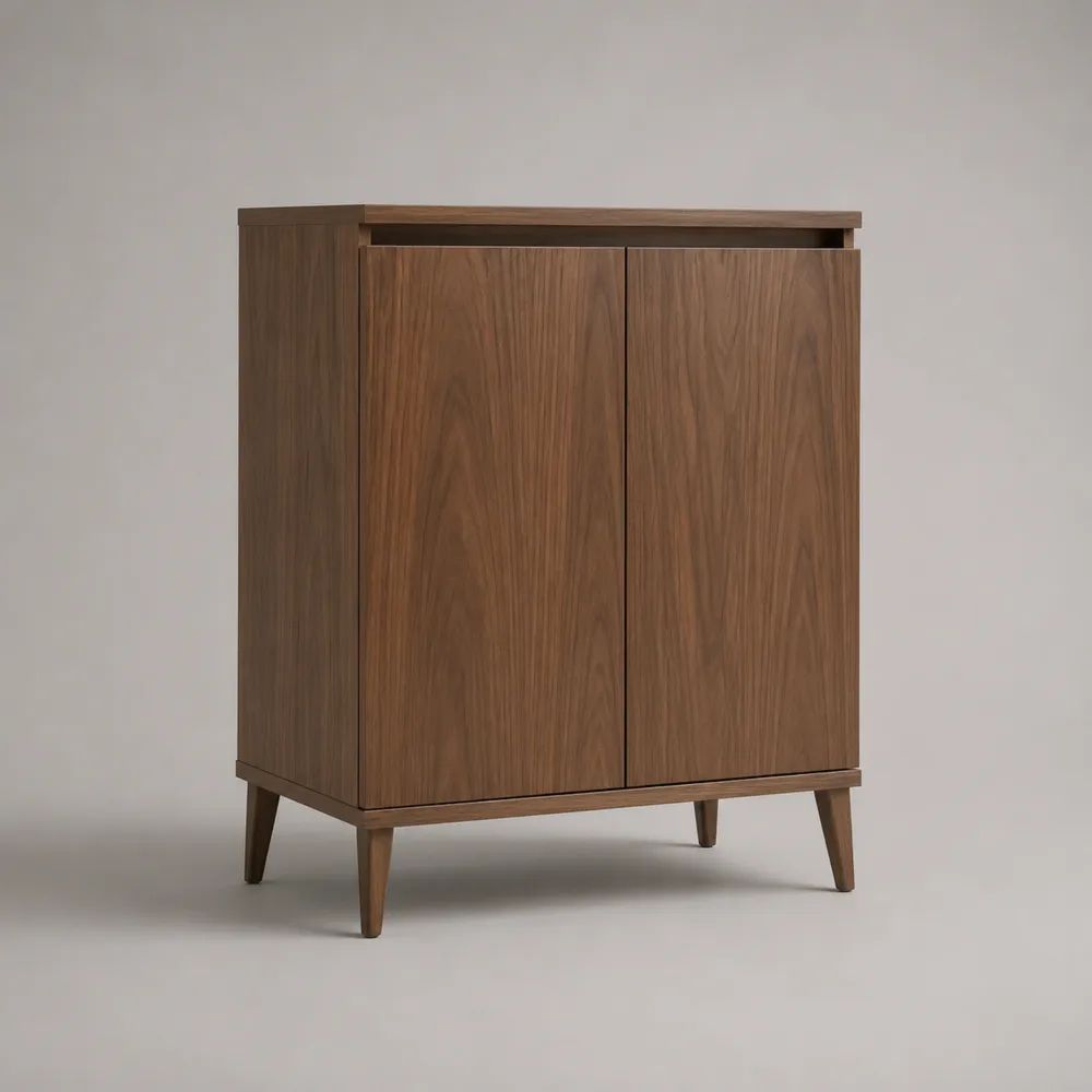 Buffet haut de rangement à 2 portes en bois brun noyer, 80 × 40 × 100 cm