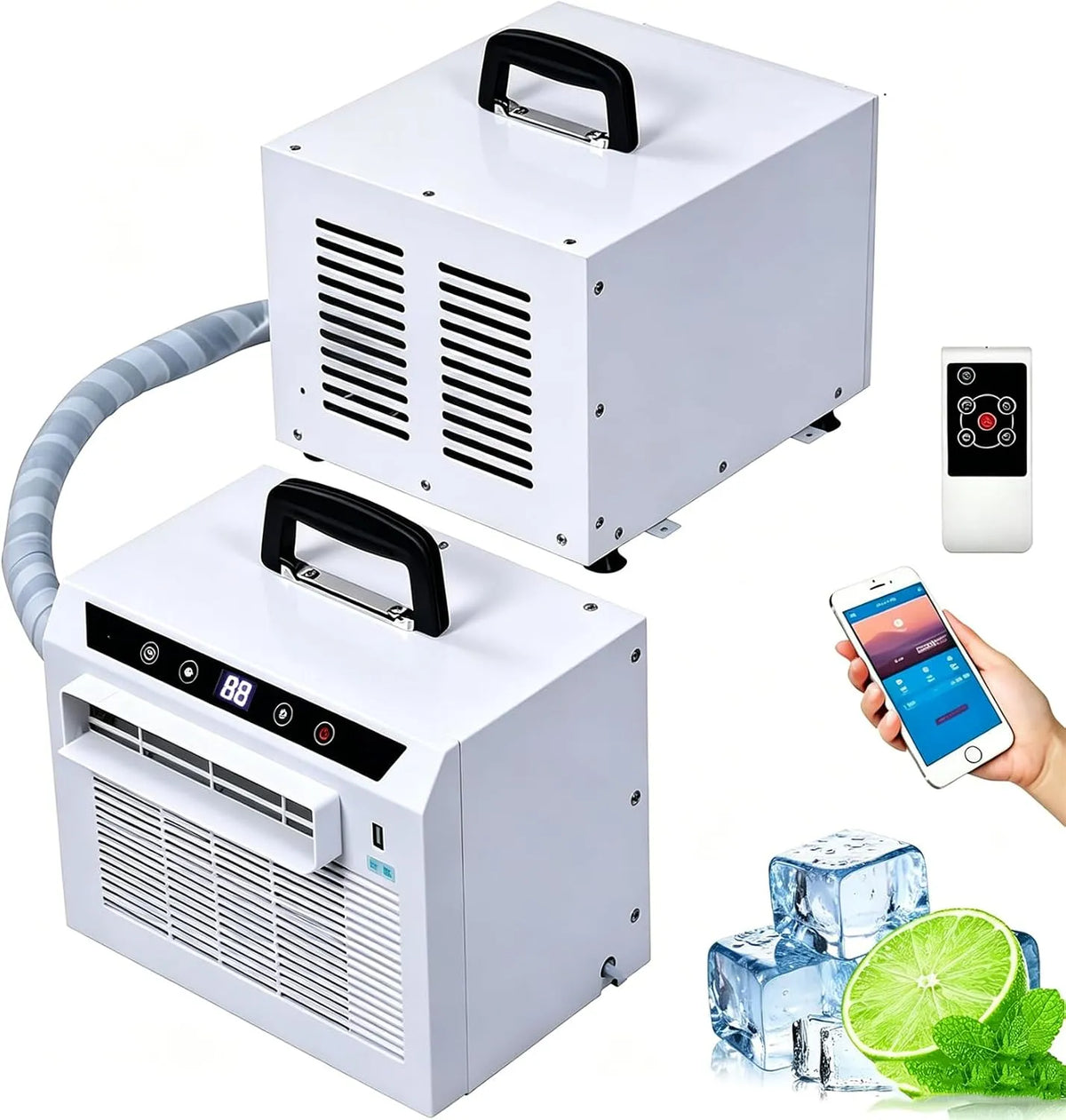 Mobiele airconditioner, wifi, 3000 BTU kamerkoeler timer bovenhandgreep voor tent, camper, thuis, kantoor, camping