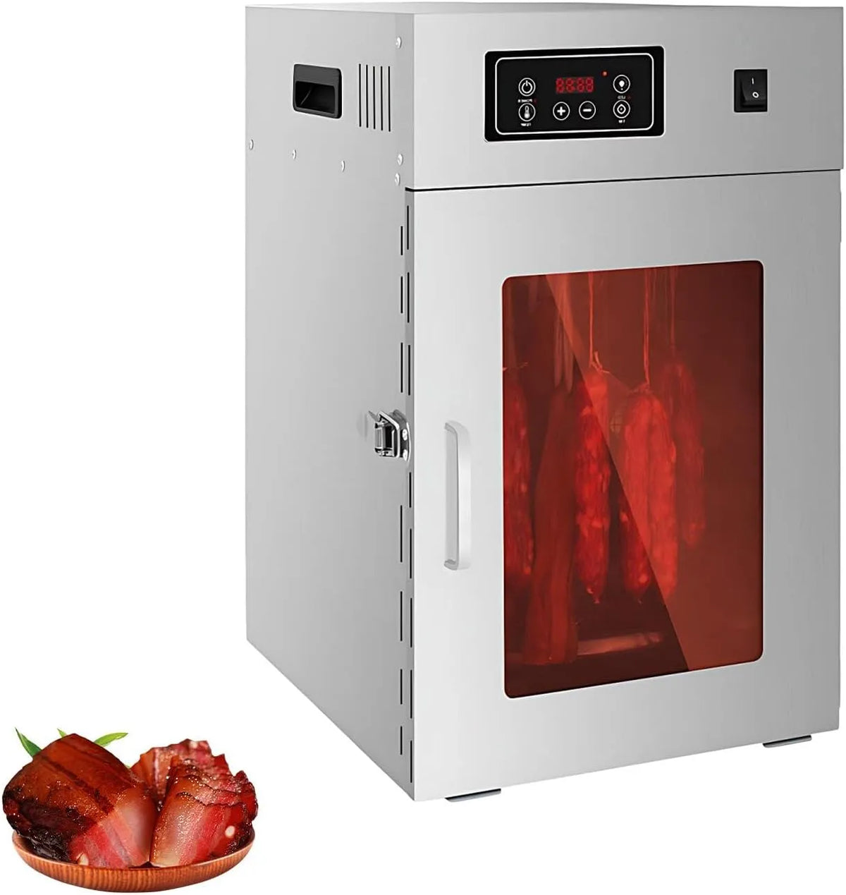 Ventilator met 24 Uur, 800 W, 30–90 °C en RVS, Timer 24 Uur Met Digitale Controle Voor Vlees