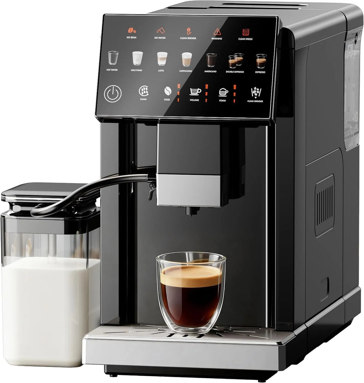 Espressomachine met 20 bar en waterreservoir, koffiezetapparaat met geïntegreerde melkmolen