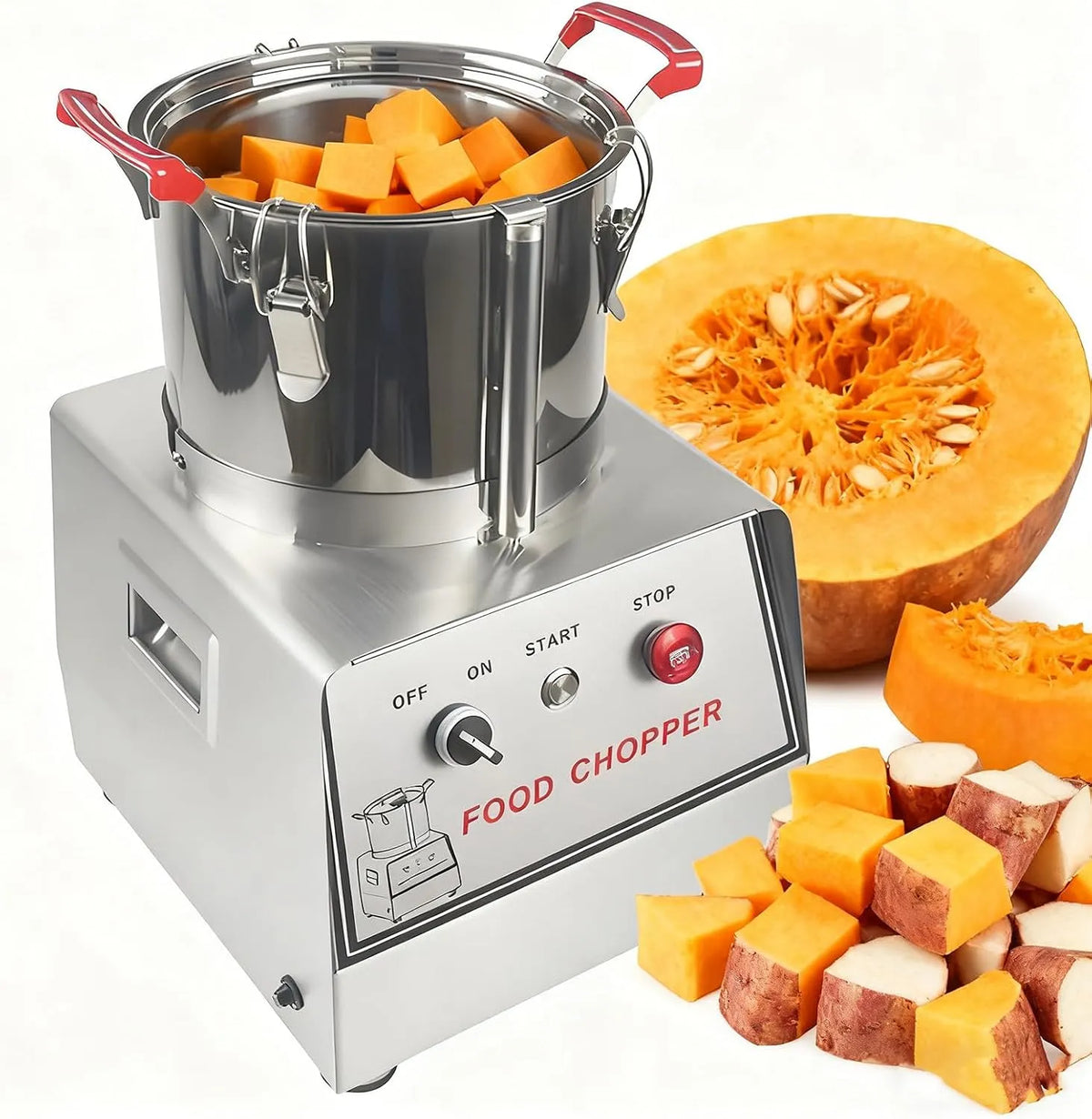 Keukenmachine, elektrische groentesnijder 1500 tpm, vlees 10L, fruit