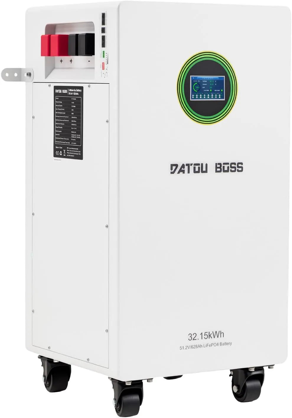 DATOUBOSS 51,2 V 628 Ah LiFePO4 batterij 32,15 kWh LiFePO4 RS232/485 met 51,2 V, 32,15 kWh en 200 A