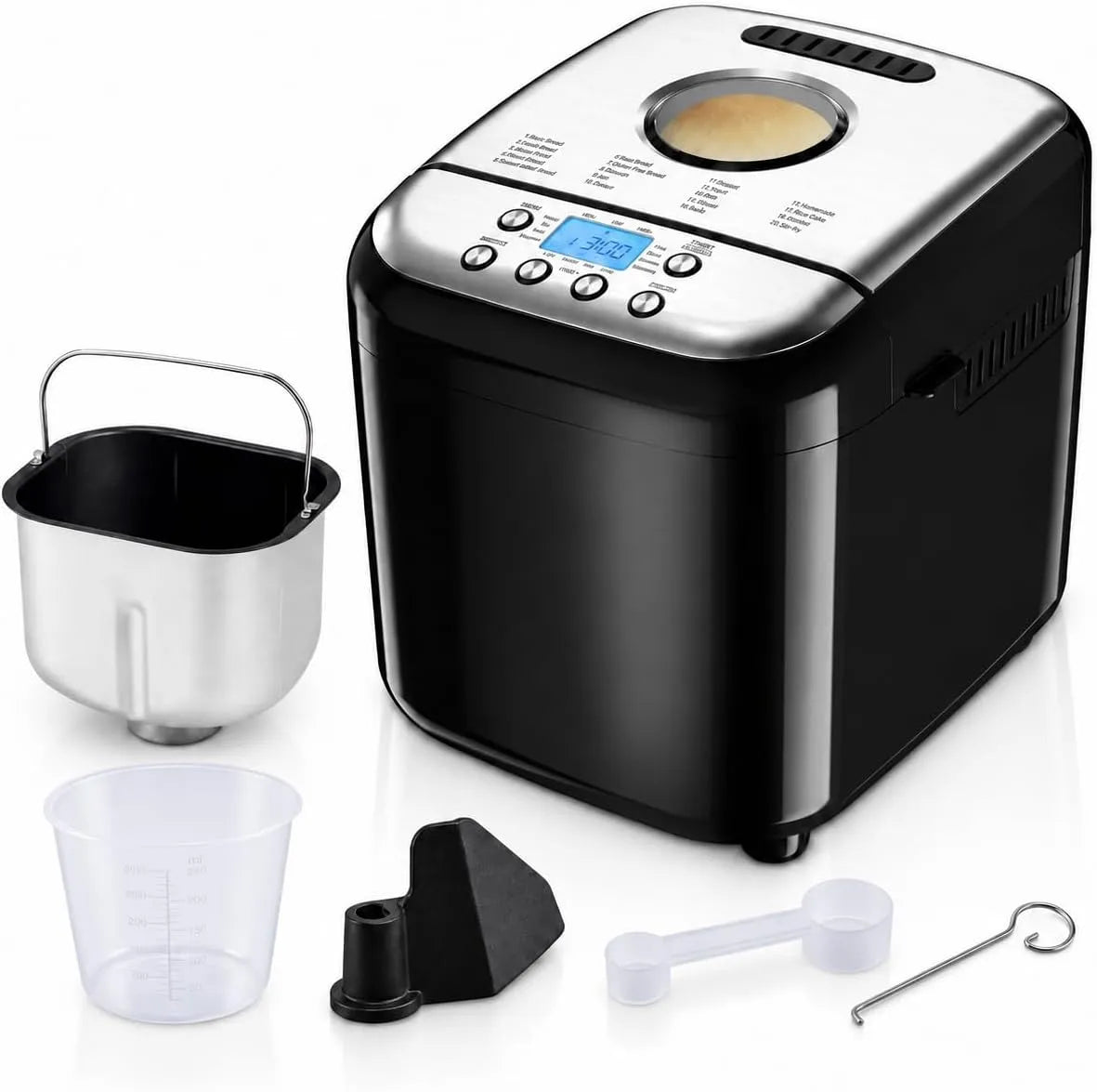 Broodbakmachine met 36,6 x 30,2 x 33 cm, 500-800g, 600 W, 8-12 Uur, 5500g en aluminium
