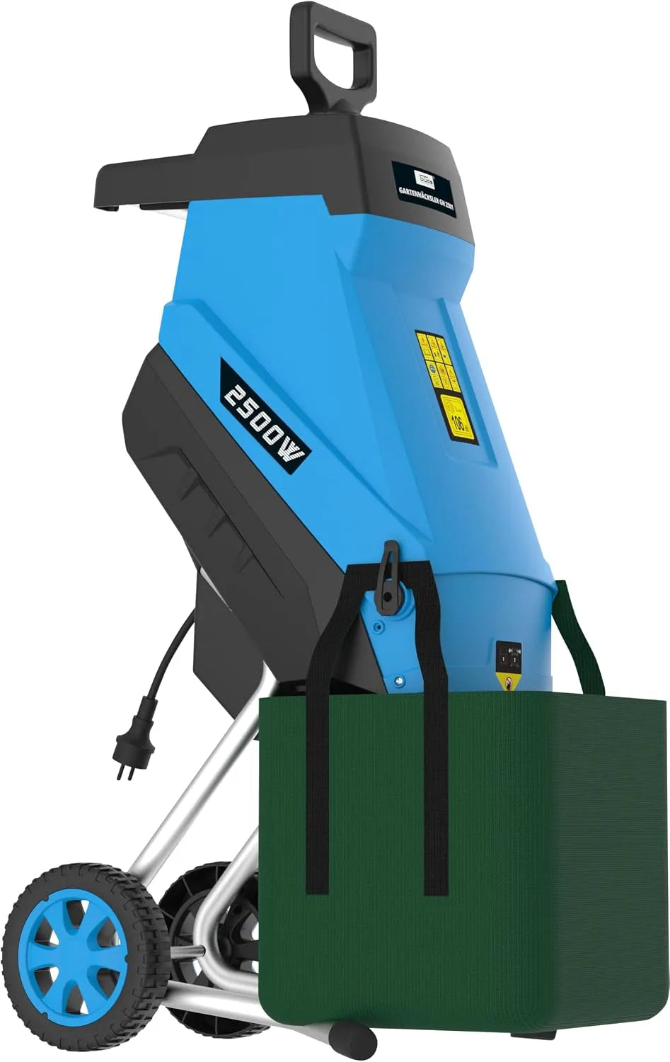 Tuinhakselaar met 2500 W, 45 mm, 45 L en geluidsarme werking