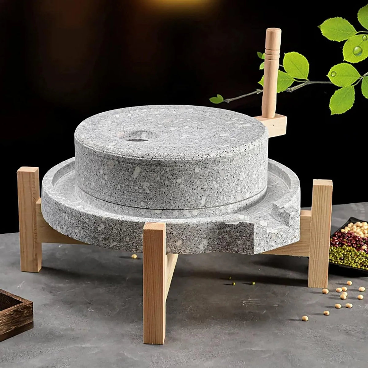 Molen met meel, natuurlijk graniet, tarwe, pasta en kleine voedselmolen voor thuisgebruik, handslinger