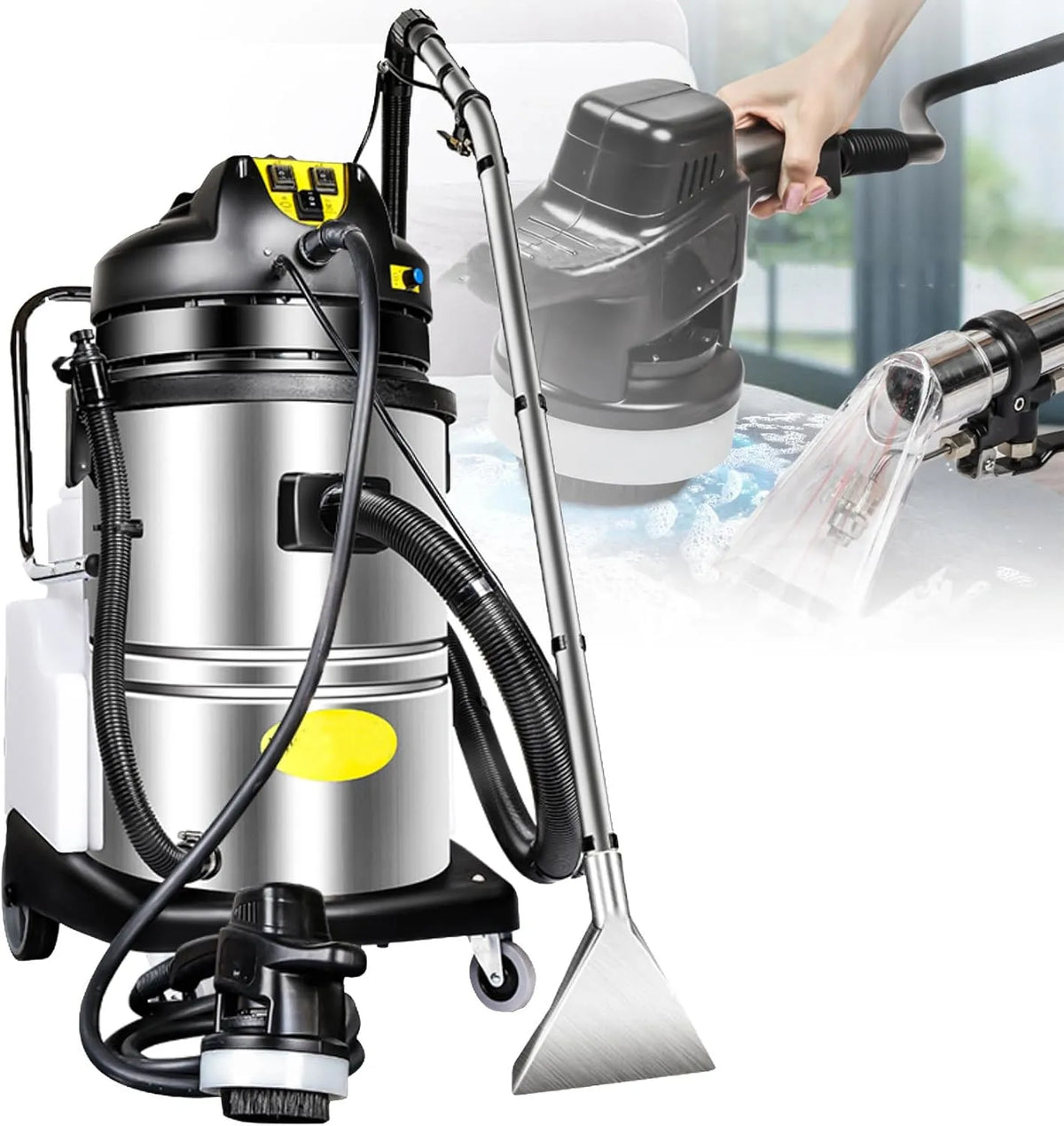 Machine met 1000 W, 40L, geluidsarme werking en RVS, 1000 W vermogen voor tapijten