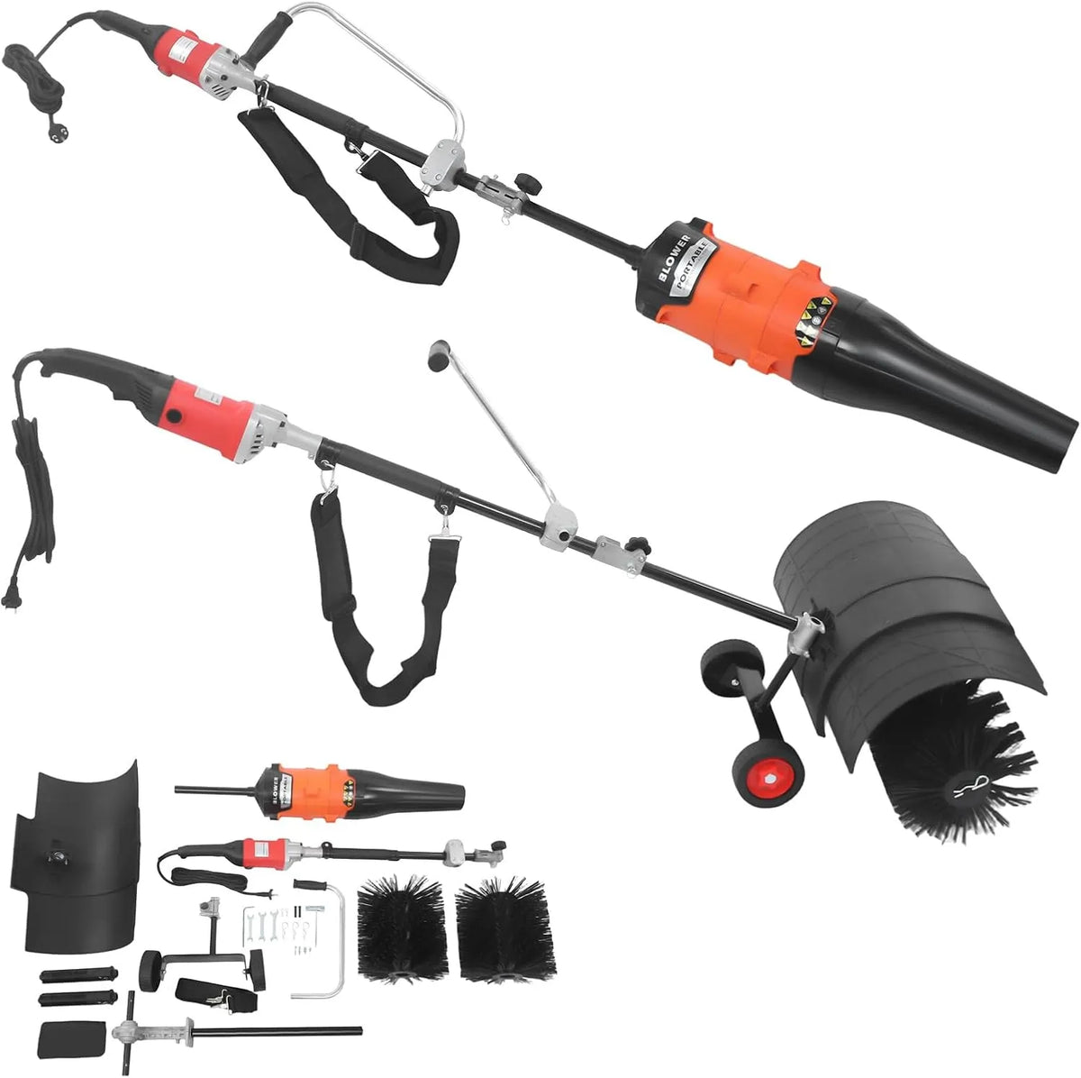 Sneeuwblazer met 2-in-1, 1600 W, 6 standen, aluminium, zwart, rood en oranje