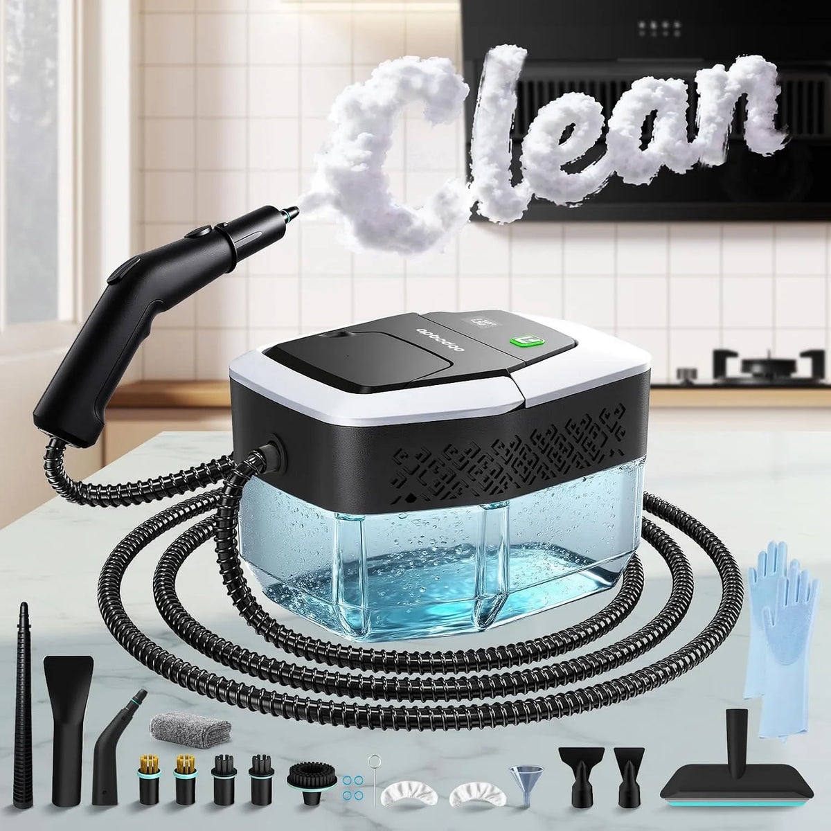 Stoomreiniger met 2500 W, 178 inch, 15 seconden, 4BAR, 100 inch, 5,6 inch, 24 uur en waterreservoir