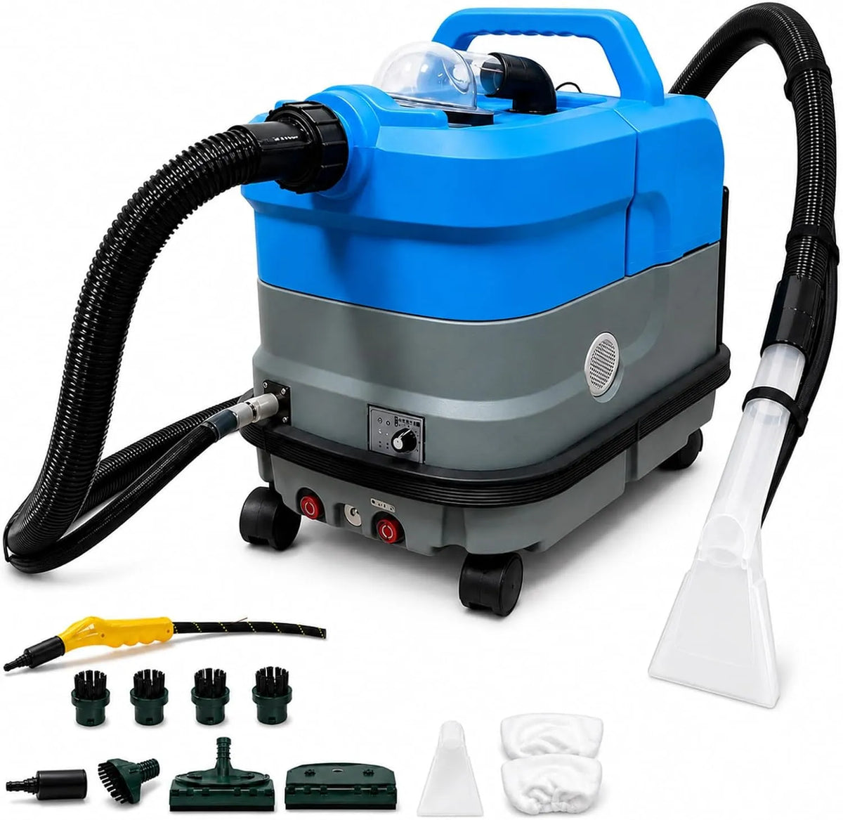 Stoomreiniger met 2500 W, 24 kPa, 7,5 L, 12 L, 15 seconden, 3-in-1, voor tapijt, harde vloeren en dierenharen en 6 accessoires