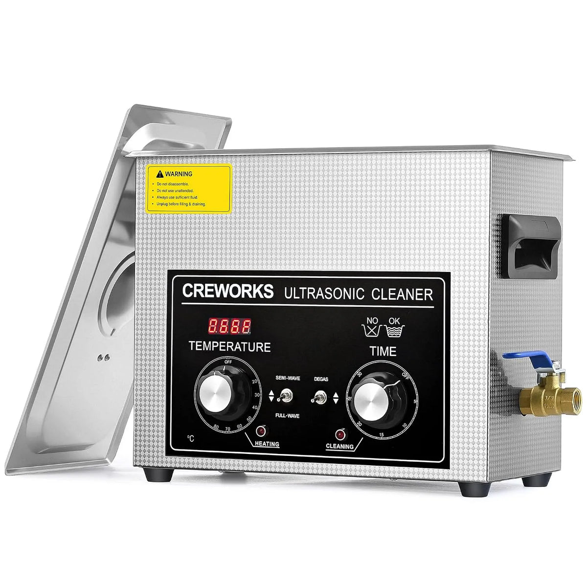 Ultrasoonreiniger, 6,5 l, RVS, ultrasone reiniger met verwarming, sieraden, ultrasoon reinigingsapparaat met, timer, CREWORKS