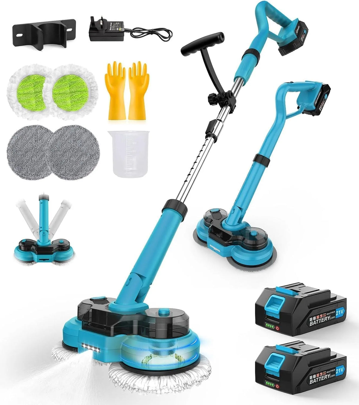 Vloerreiniger met 2000 mAh, 300 ml, 110-130 minuten, 80-108 minuten, 2,5-3 uur, 20 m2, 2-in-1 en draadloze werking