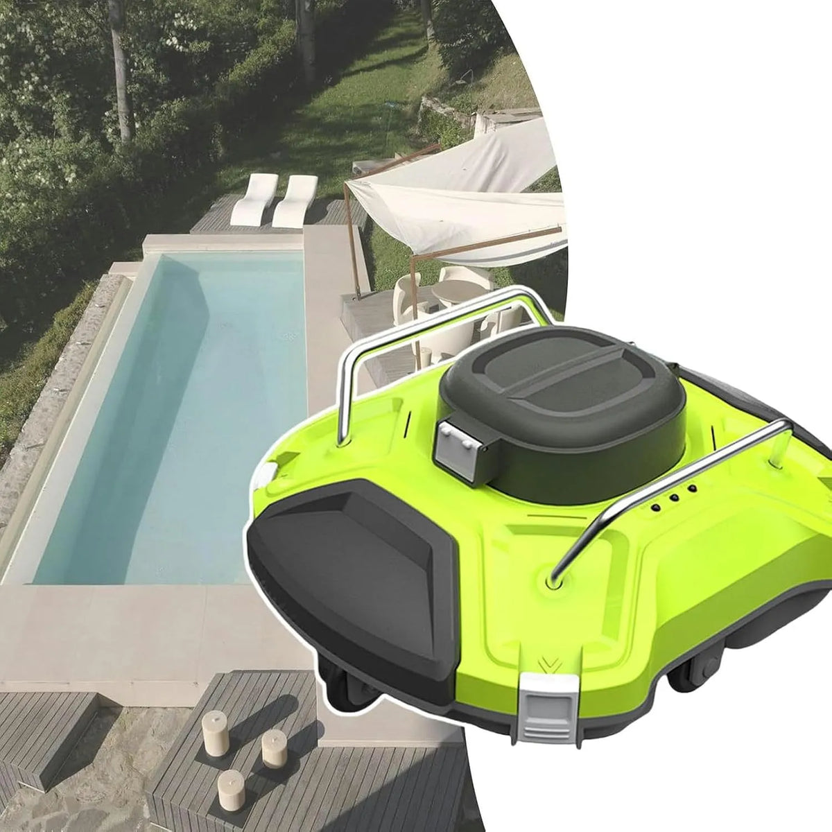 Zwembadrobot met 120 minuten, 3 uur en draadloze werking, Slimme zwembadreinigingsrobot met 4 wielen