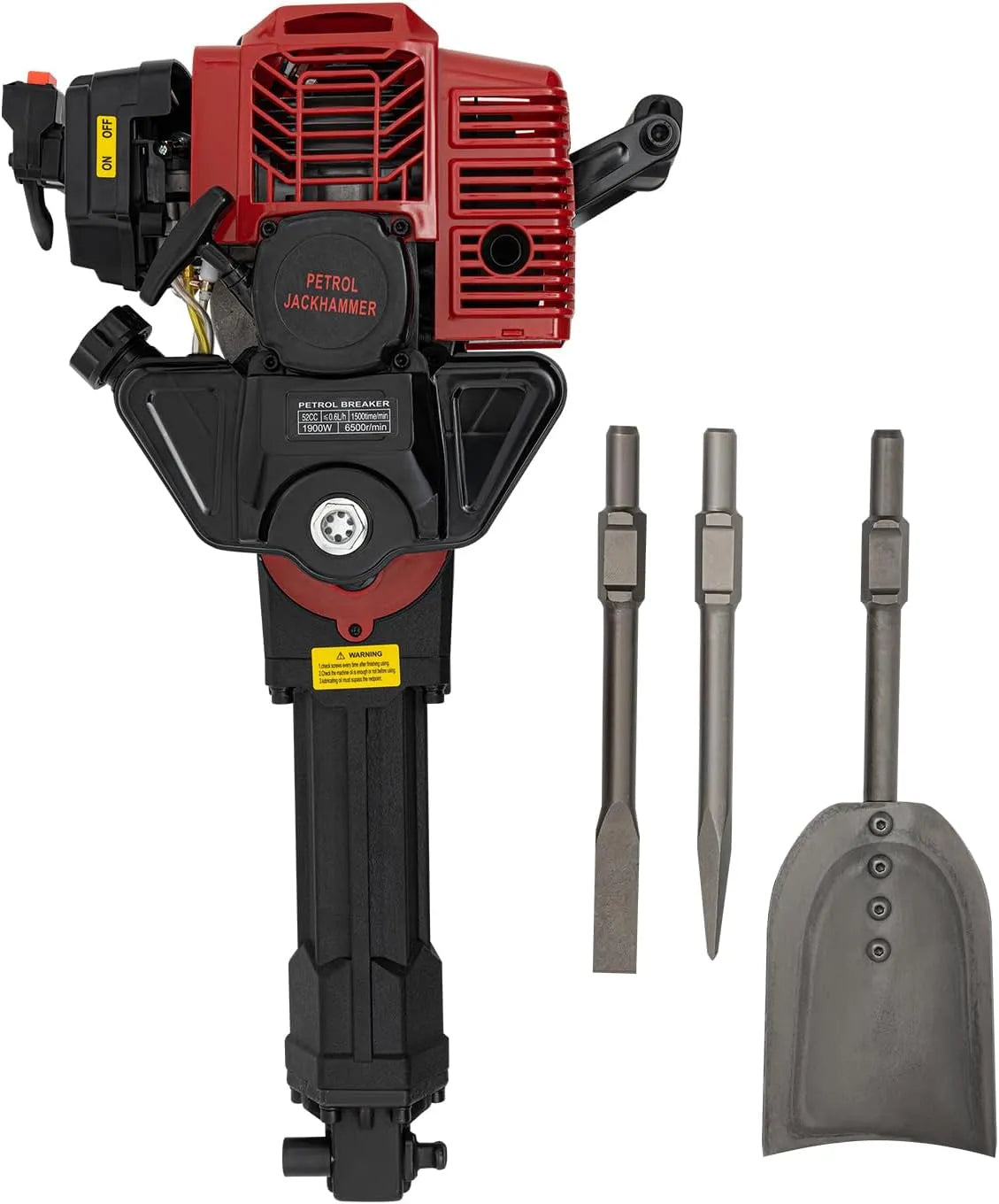 Boormachine met 1900 W, 52 cc, 125A, 1,3L, 0,6 l, aluminium, benzineaandrijving en voor bouwplaats en werkplaats