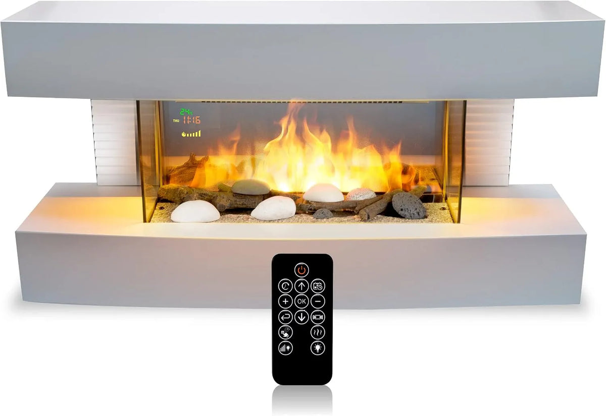 Elektrische haard met 2000 W, 230V, 20 m2, timer, afstandsbediening en wit