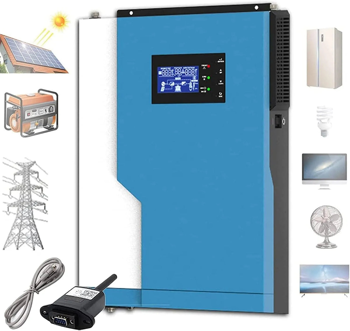 Spanningsomvormer, 5500 W, 5.5KW, 100A, 48V, 500V, WIFI Monitor