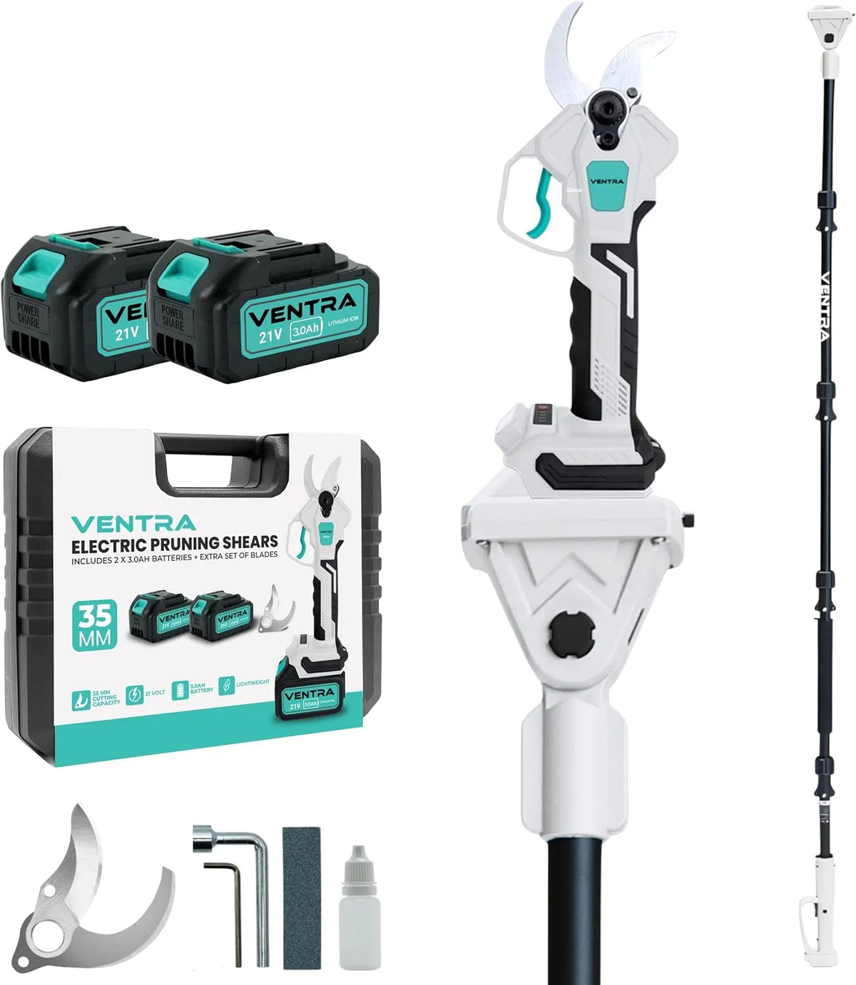 Elektrische snoeischaar met 35mm, 12 UUR, 3000mAh, 6 uur en digitaal display