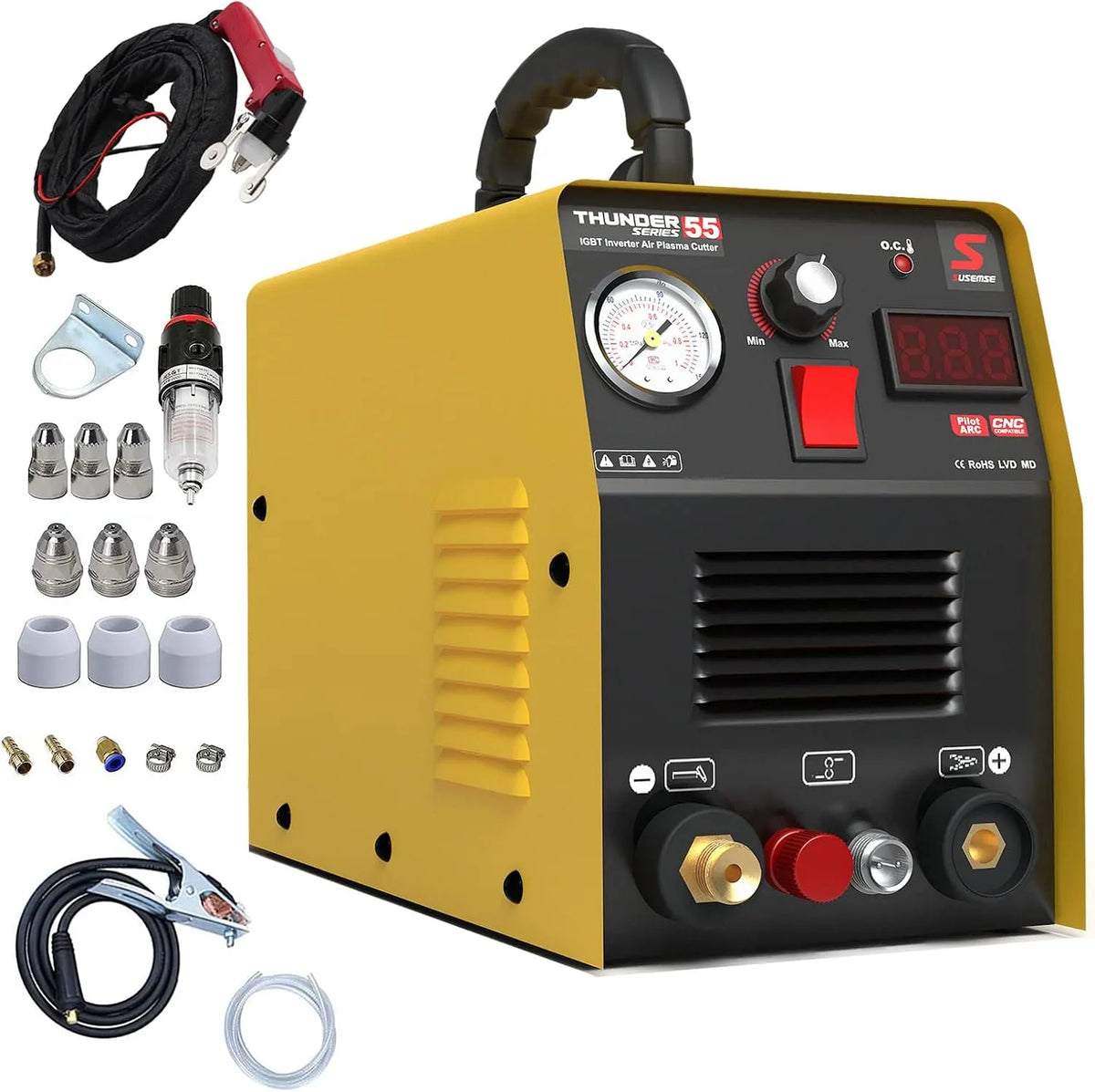 Snijder, 230 V, 55 ampère, snijvermogen max. tot 14 mm, piloontsteking, hoogfrequente plasmasnijder, IGBT inverter, plasmacsnijder