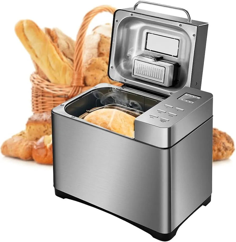 Broodbakmachine met 19 Programma's, 650 W, RVS en zilver, Volautomatische Bakmachine met 19 Programma's en Kijkvenster