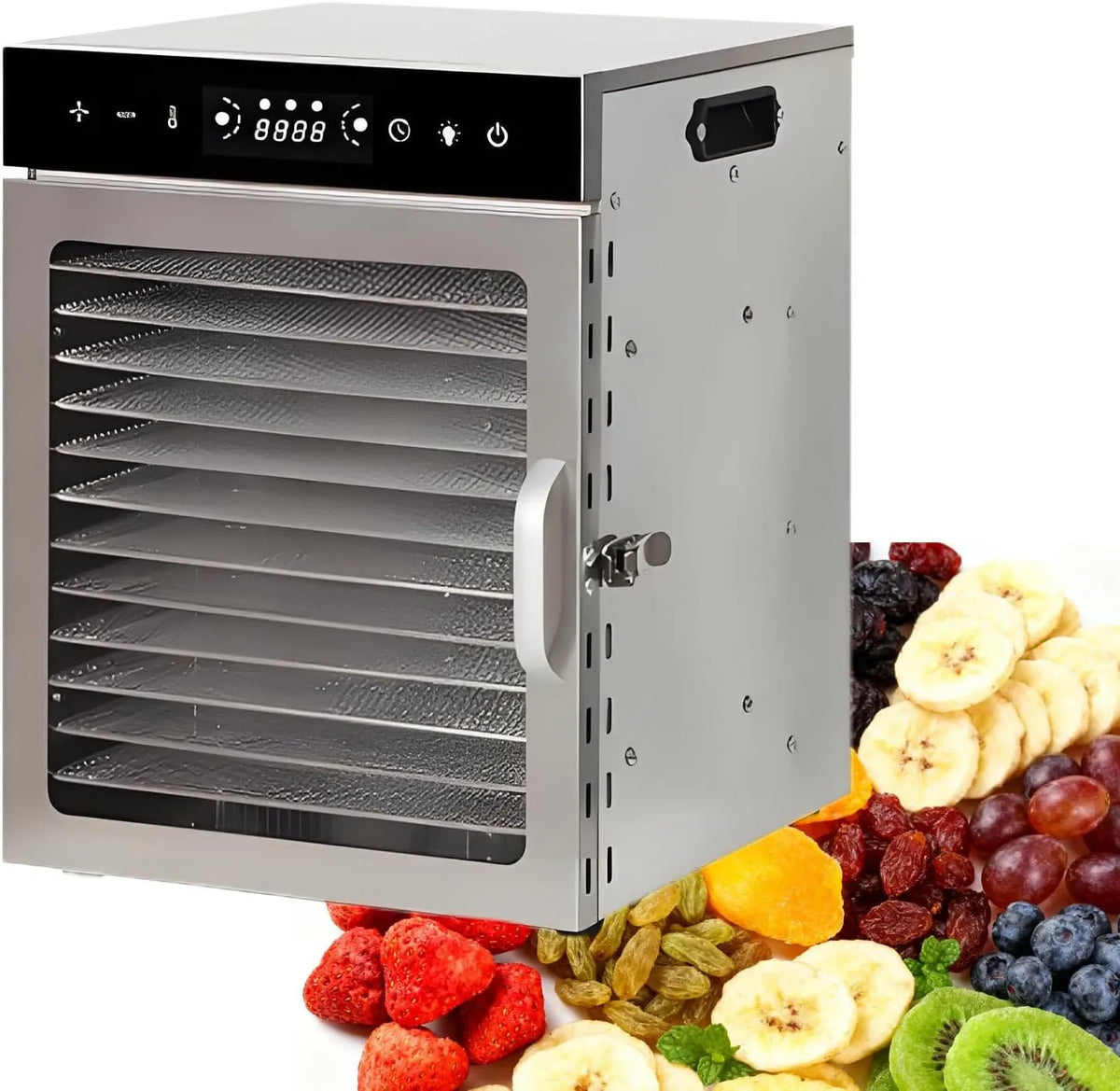 Ventilator, digitale voedseldroger van RVS, voedseldrogers 12Layer, compacte voedseldroger, temperatuurregeling, voor fruit, groenten, kruiden