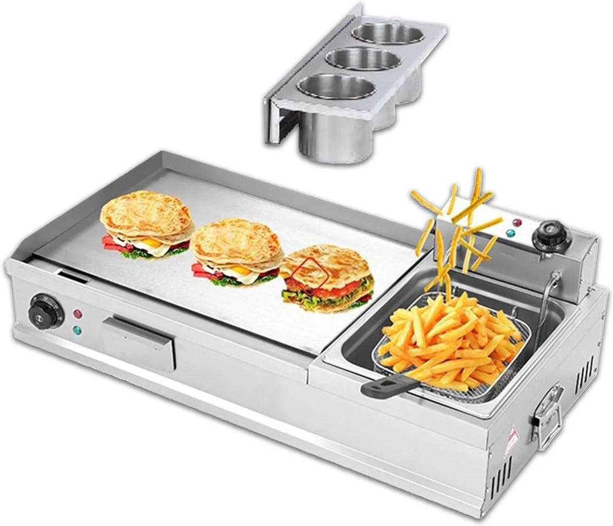 Elektrische bakplaat en frituurpan in één voor op het aanrecht met 35 x 40 cm, 35 x 55 cm, 30 x 24 x 15 cm, 50-300 °C, 7 inch, 2200 W en 2500 W