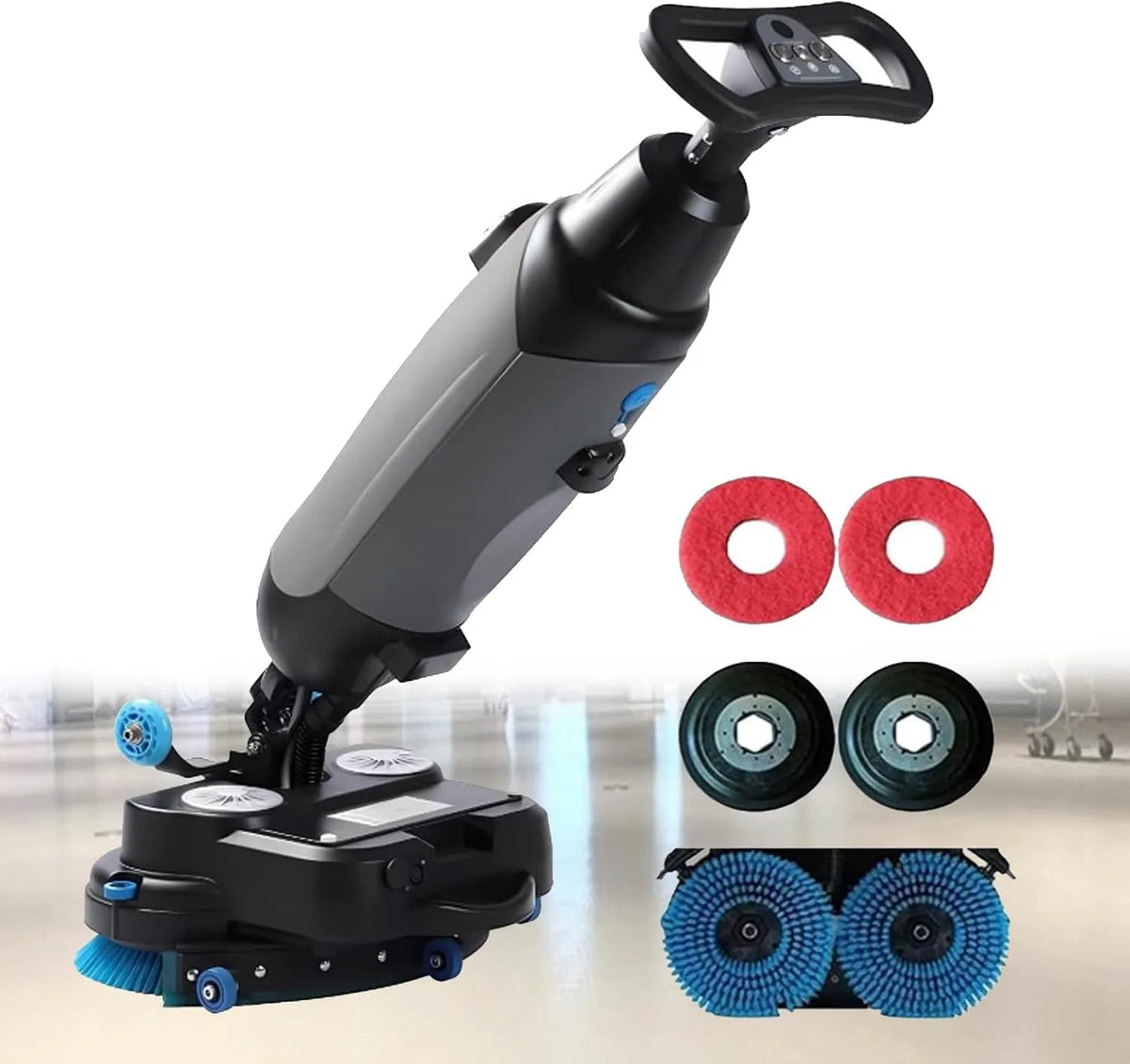 18 Inch, 18 Inch CommerciëLe Vloerschrobmachine, 360° Draaibare Kop, Reinigingscapaciteit 1200 M2/Uur grijs, Handbediende