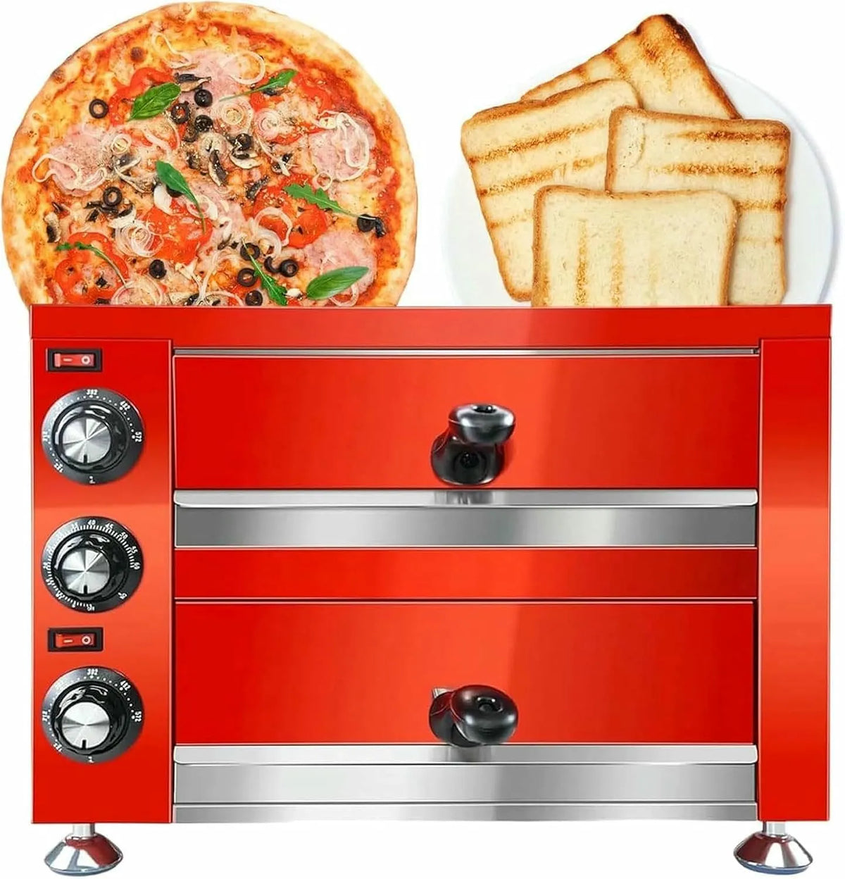 12 Inch, Inbouwoven, 12 Inch Commerciële Pizza -Oven Met Braadrek, Kruimelbakje, Handgreep En Voetblokken