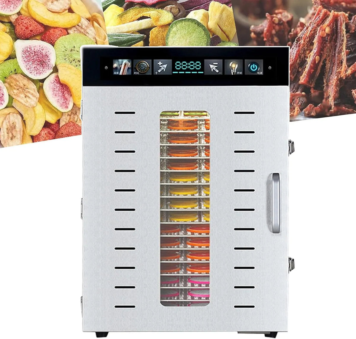Droger, 285 x 385mm, Voedseldroger Met 16/20 Roestvrijstalen Rooster 285 * 385mm, 1350 W/1375 W,16-layer, Elektrische Voedseldrogers, Commerciële