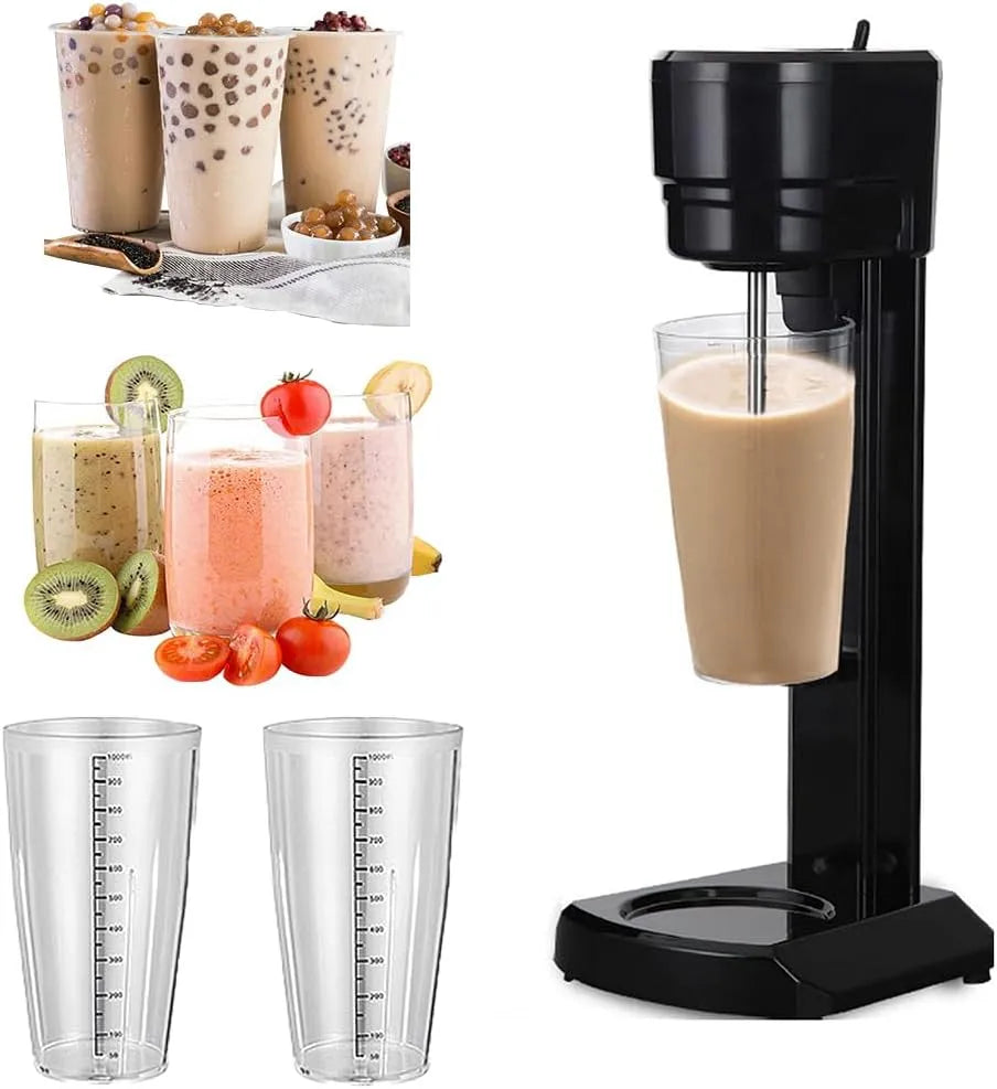 Machine, 280 W elektrische geluidsarm milkshake-machine, 2 snelheden instelbaar, voor melktheeshop, met 2 x 10000 ml mengbeker, 1 l automatische