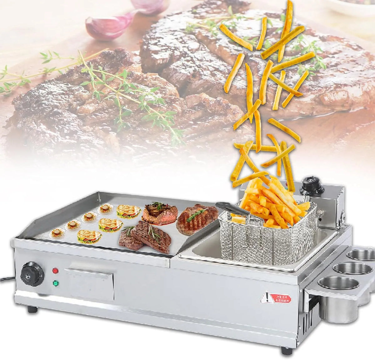 Elektrische bakplaat groot met 50-300 °C, 24 uur en RVS, commerciële bakplaat en friteuse