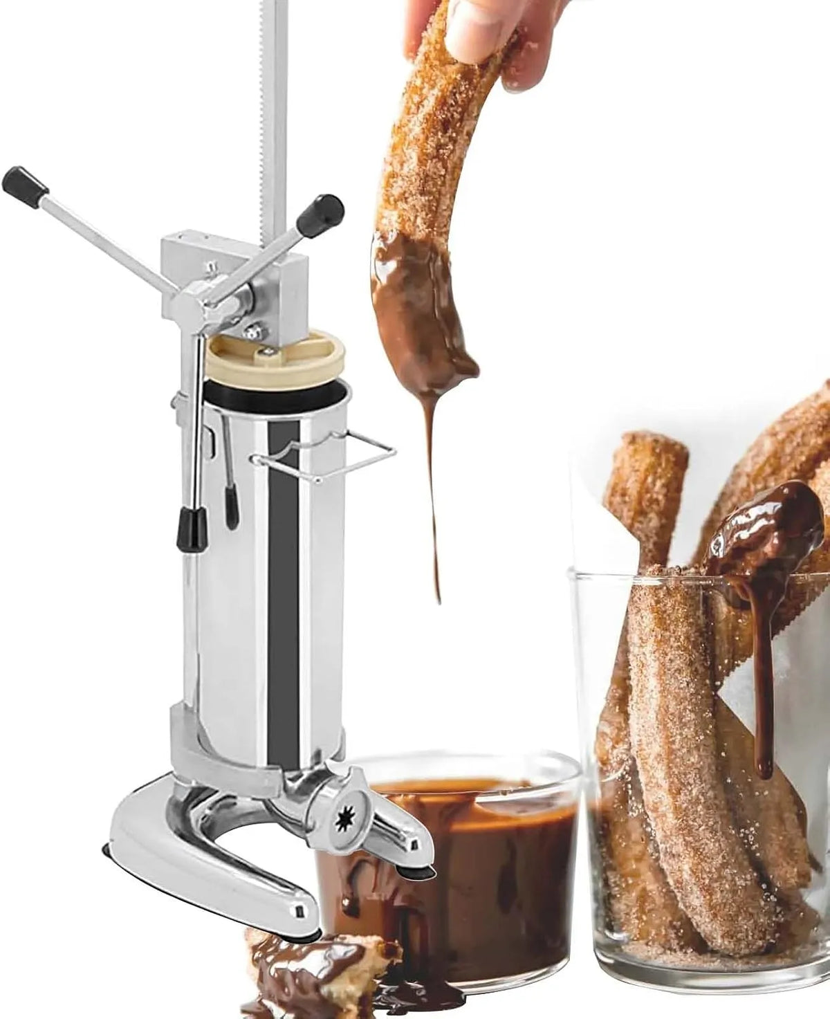 Fruit Donut Machine met 3L, 190 x 230 x 830 mm, 2L en RVS, Rvs Verticale Spaanse Donut Churros Machine