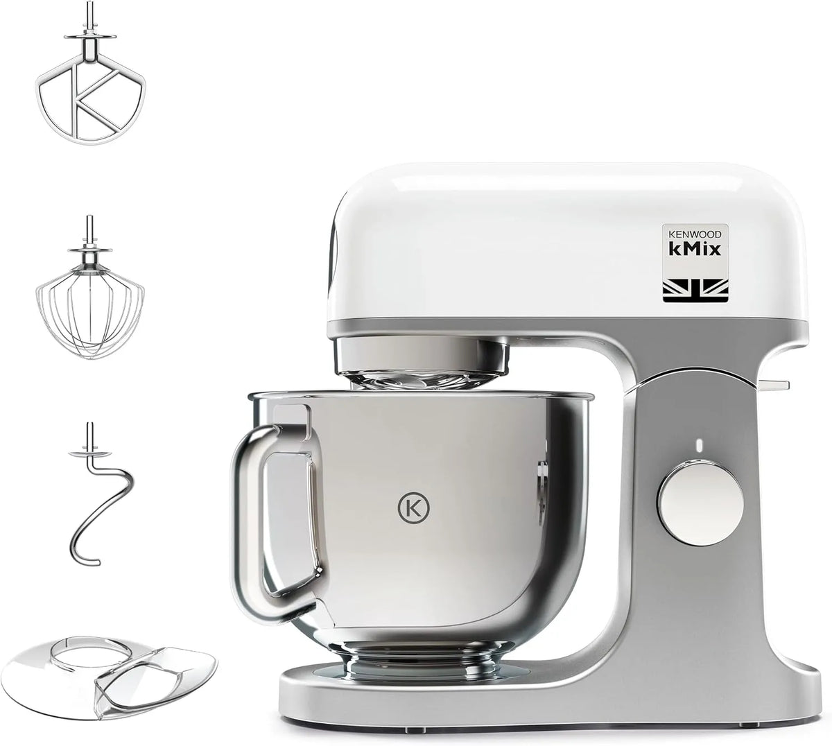Kenwood Keukenmachine KMX750WH met 5 l, RVS en wit, roestvrijstalen kom van 5 l