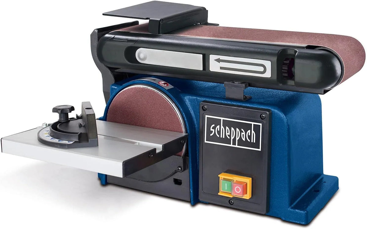 Scheppach, machine, BTS800, 370 W, schuurschijf Ø 150mm, snelheid 7,5 m/s, Blauw, zwart, bandlengte 715mm breedte 100mm, 90°-45° verstelbare