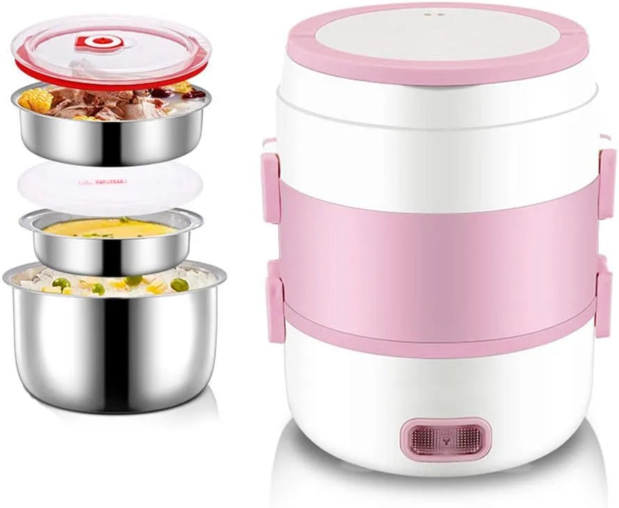 Elektrische lunchbox met 250 W, 50 HZ, RVS en roze, mini rijststoomkoker