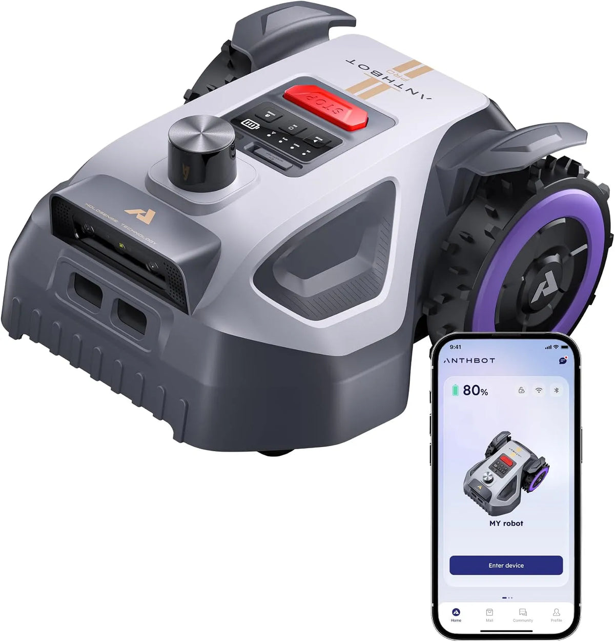 Robotmaaier, HoloSense 4-in-1 navigatie 360° LiDAR, 500 m2, 45% helling, RTK/NetRTK, Dual-Vision, maaihoogte via app