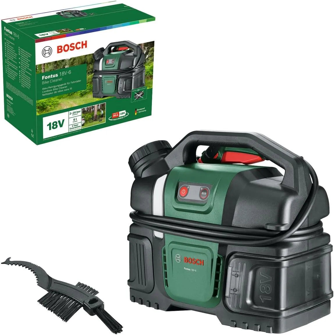 Hogedrukreiniger, 18V, 8 drukstanden, 6L watertank, opslag voor slang en spuitpistool, Bosch