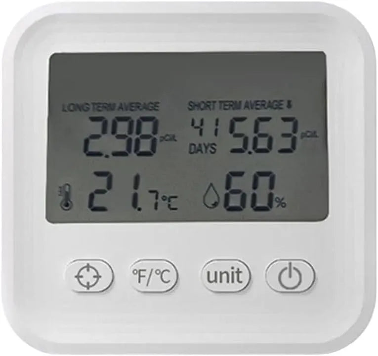 Radonmeter, Draagbare radondetector En Luchtkwaliteit Monitor, Temperatuur Vochtigheid Sensor, voor binnengebruik thuis Kelder Kantoor Veiligheid
