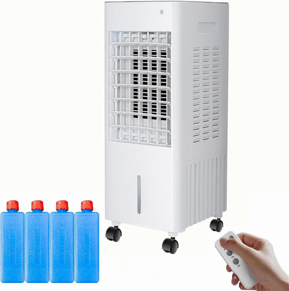 Mobiele airconditioner en Luchtkoeler, 12L, 3 windsnelheden geluidsarm 4 ijspakketten + 4L, draagbare airconditioner, 8L