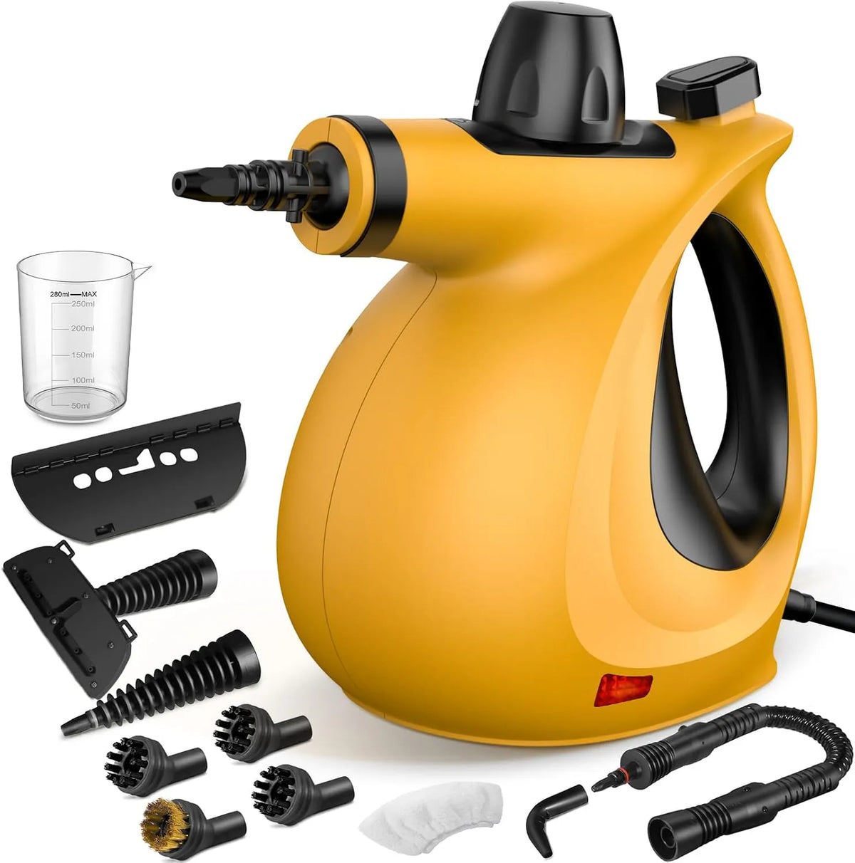 Stoomreiniger met 3-5 minuten, 8-12 minuten, 350 ml, 280 ml, waterreservoir, accessoires inbegrepen, snelle opwarming en oranje