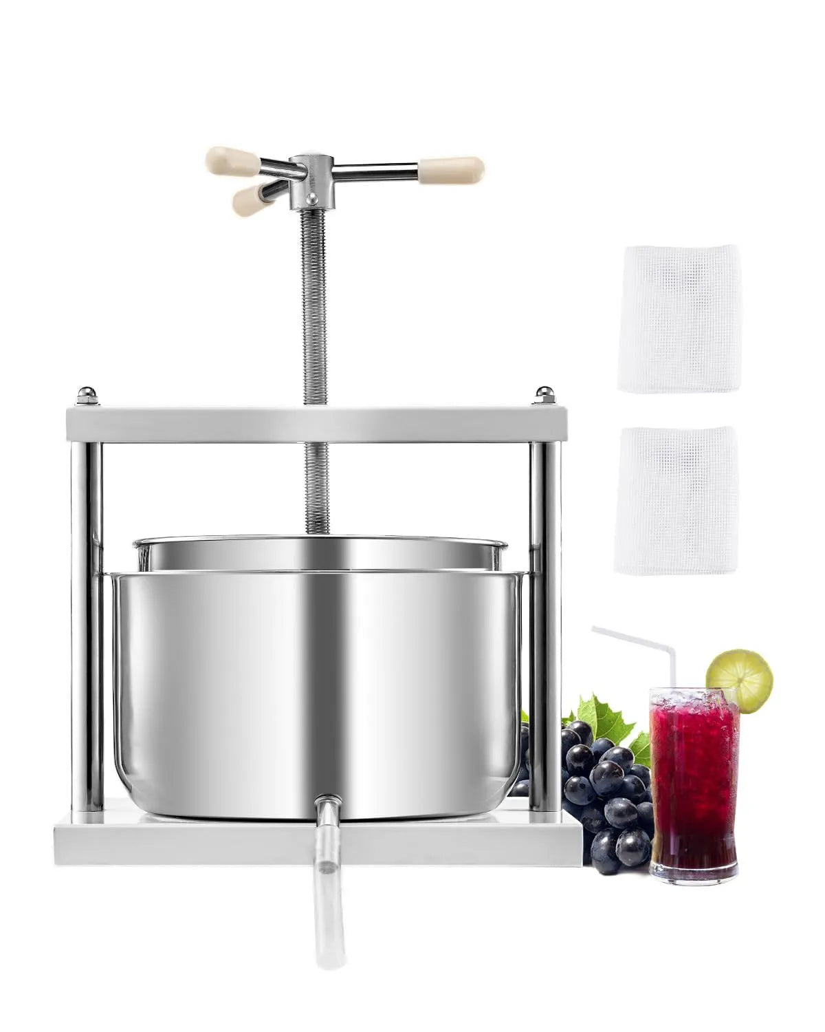VEVOR Handmatige fruitwijnpers met 0,1 inch, 12 l en RVS, 12 liter