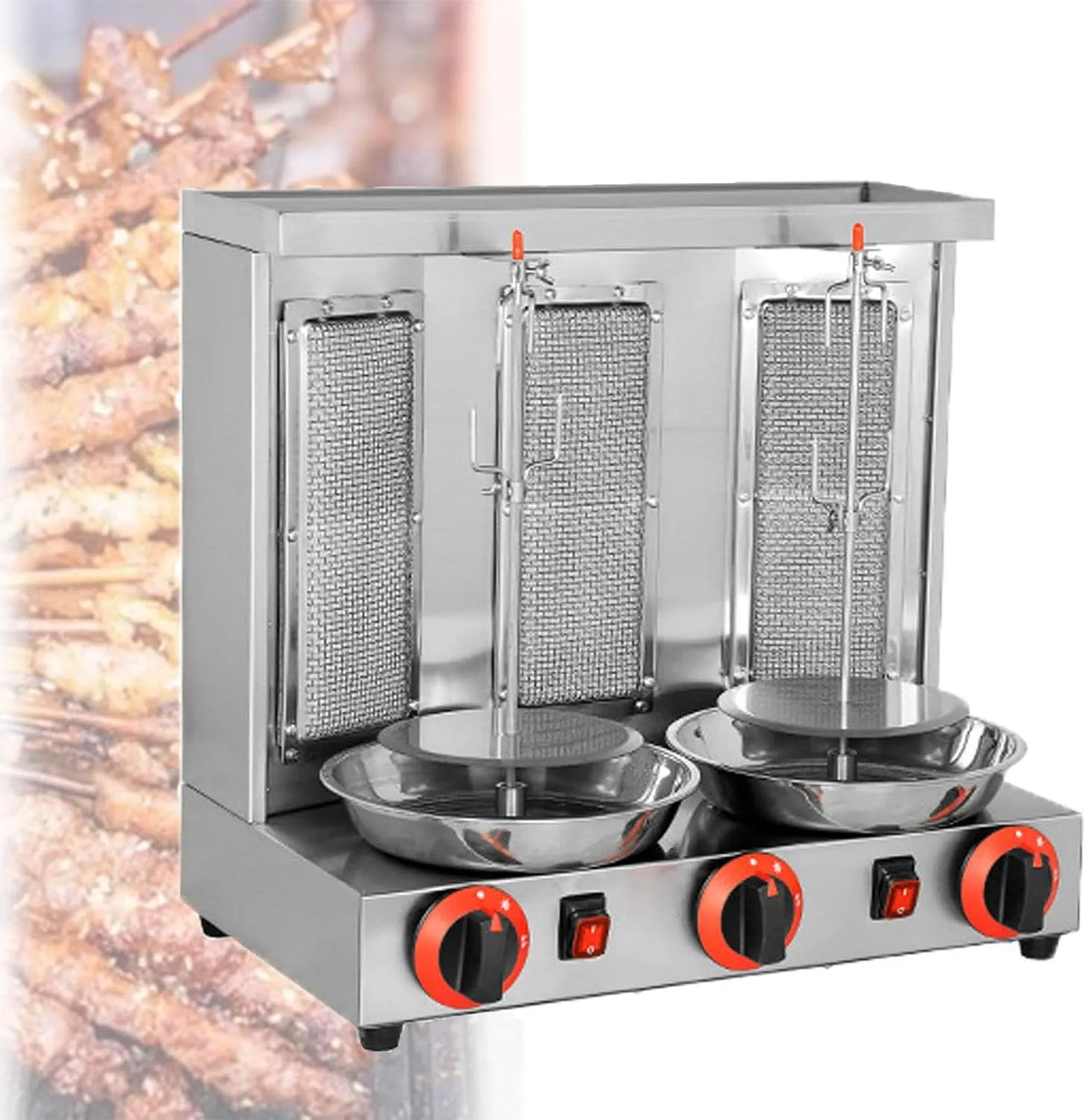 Gyro Grill Machine met 300 x 300 x 490mm, 510 x 300 x 490mm, zwart en zilver