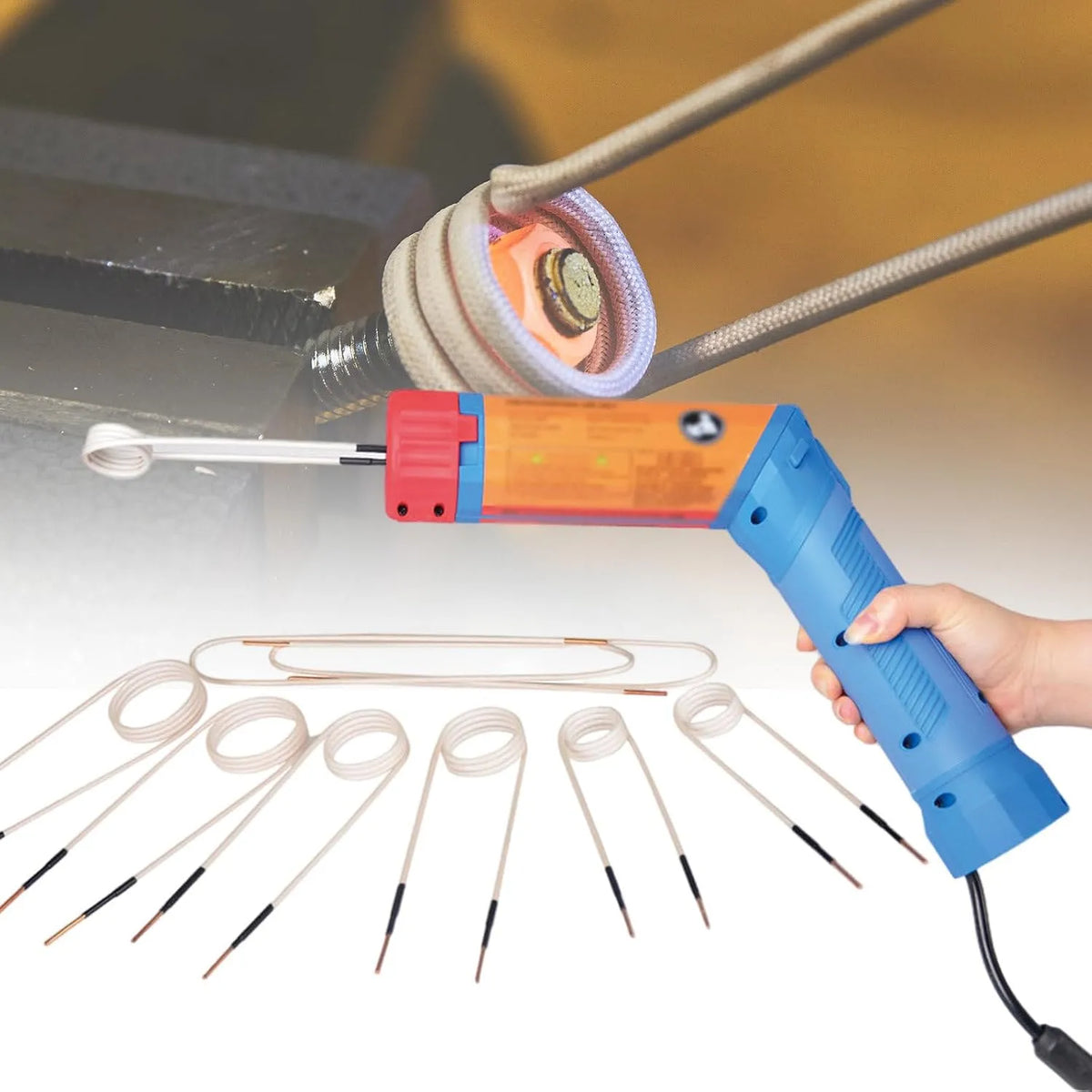 L-type magnetische inductieverwarmingsset met 1.1 KW, 1100 W, 30 mm, 50 mm, 5-40MM en blauw