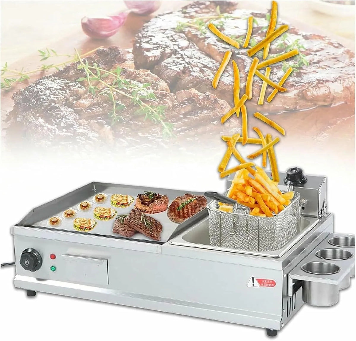 Commerciële elektrische bakplaat met 35 x 40 cm, 35 x 55 cm, 30 x 24 x 15 cm, 15,7 inch, 21,7 inch, 300°C en 2200 W