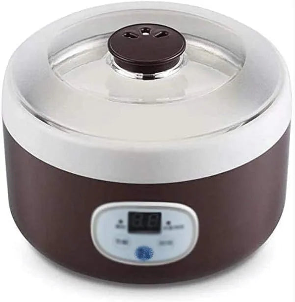Yoghurt Maker Machine met 240V, 1L, 50Hz, 10 W, RVS en bruin