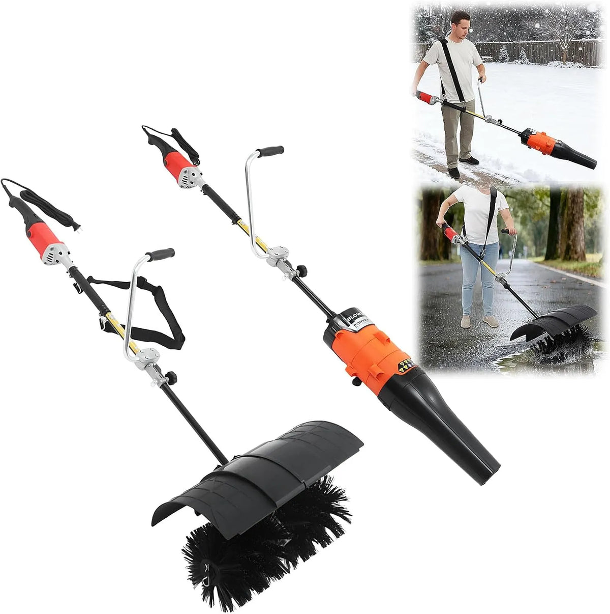 Sneeuwblazer, professionele veegmachine met 2 x 55 cm veegkop, upgrade, sneeuwschuiver, holle prestaties, Elektrische sneeuwruimer