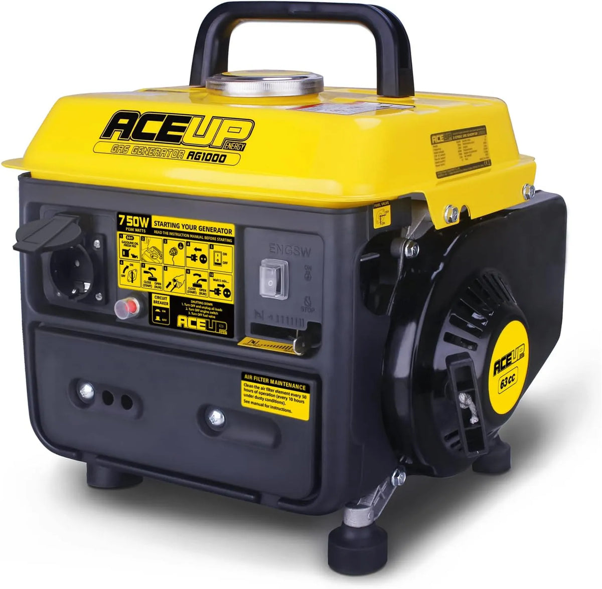 Aceup Energy 750 W stroomgenerator met 750 W en 230 V, met 230 V stopcontact voor camping