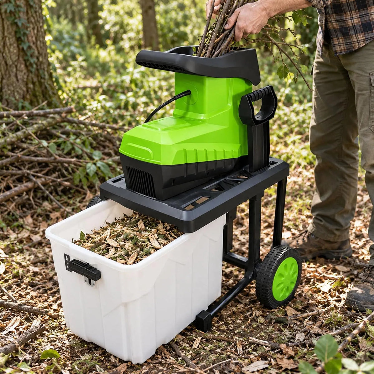 Tuinhakselaar met 2800 W, 4,5 cm, 1,77 inch, 92 dB, 60 l, 40 cm, 52 cm en 57 cm