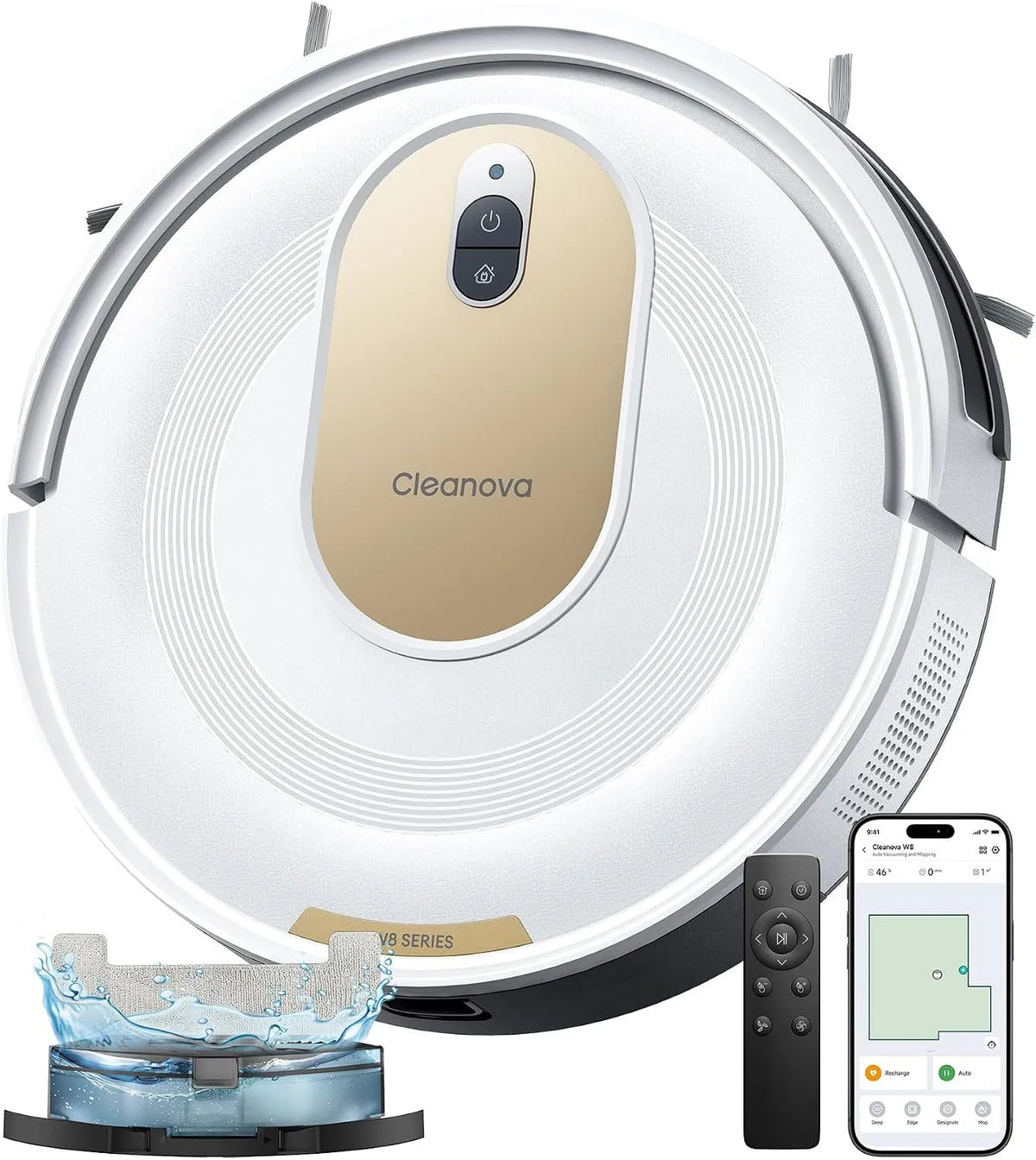 Robotstofzuiger met 8.000 Pa, 2,5 uur, 15 mm, 150 minuten, 30,6 cm, 60 dB, 5 seconden en 3-in-1