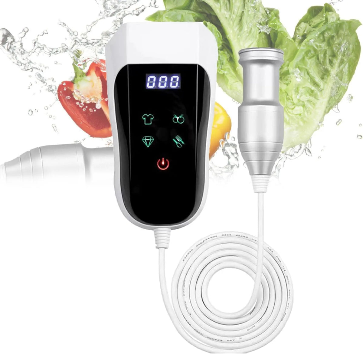 Ultrasoonreiniger, 60 kHz dompelreiniger, voor servies, glazen en kleding., Ultrasone reinigingsmachine met lcd-aanraakbediening, fruit