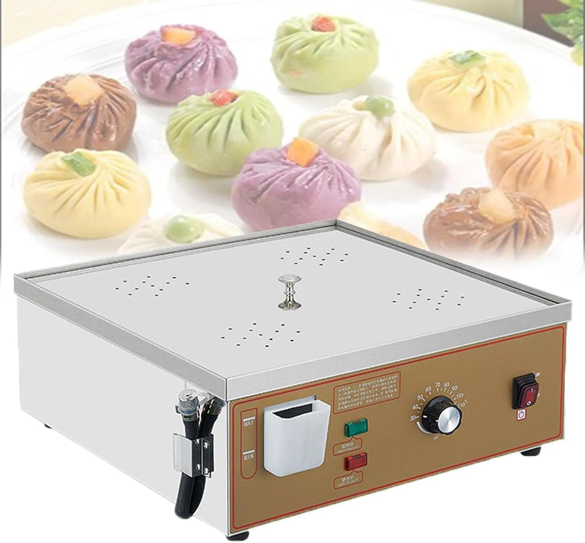 Voedselstomer, Elektrische Stoomkoker Met Twee, Elektrische Stoomkoker Voor Dim Sum, Voor Thuisgebruik, Vier Of Zes Gaten, Roestvrijstalen