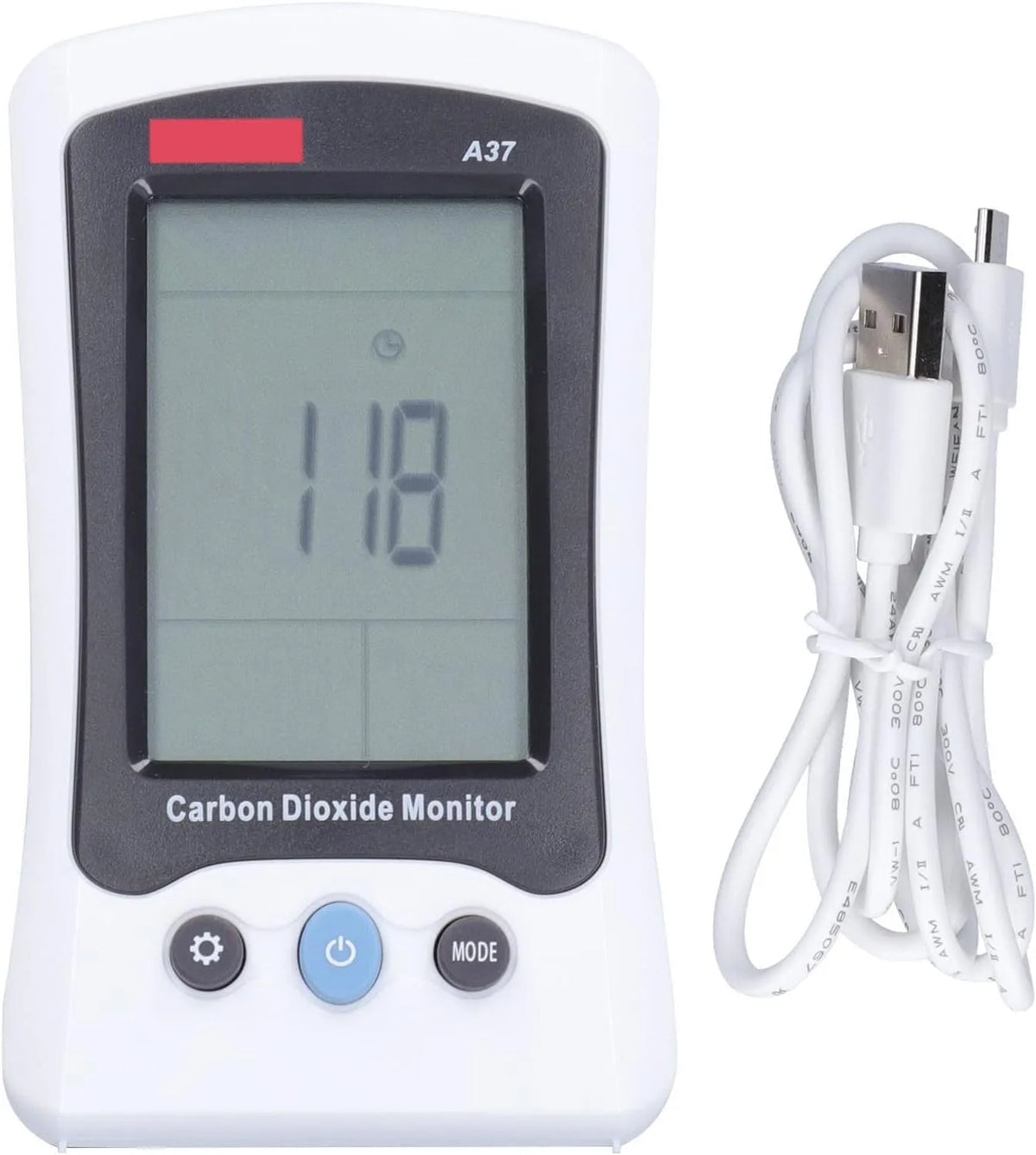 Luchtkwaliteitsmeter, model A37, model CO2, A37 Digitale Kooldioxide Detector CO2 Monitor, Draagbare Luchtkwaliteit Monitoring Tester